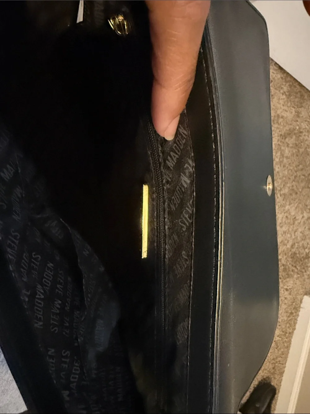 Steve Madden Black Messenger Bag with Gold Logo